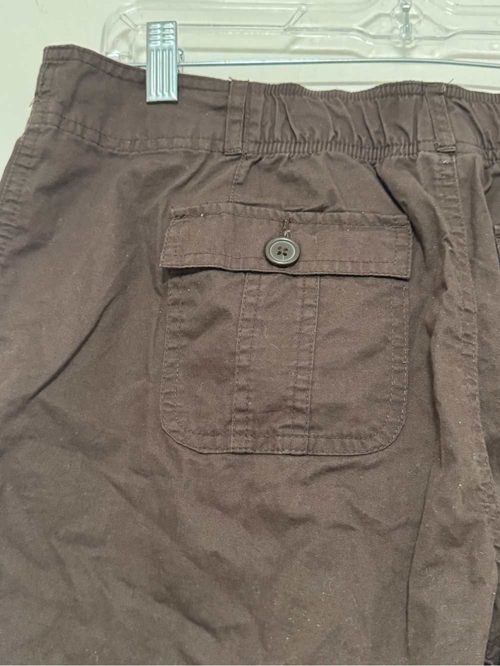 NEW Basic Editions Women’s Brown Cargo Shorts Elastic Drawstring Waist Cotton M - Picture 9 of 10